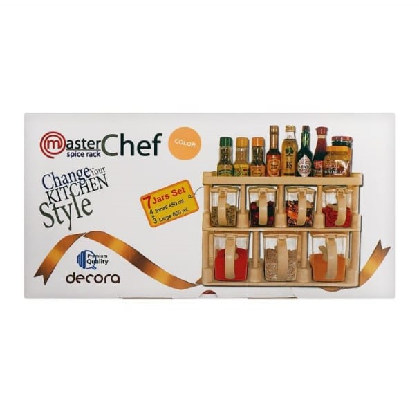 Master Chef 2 tier spice rack with 7 spice jars Kitsol Mart